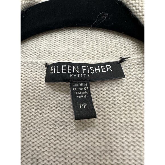 Eileen Fisher Womens Petite P Merino Wool Cardigan Sweater Beige Button Front - Picture 8 of 10
